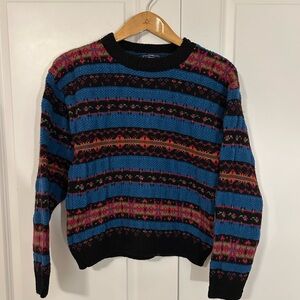Vintage Woolrich fair isle wool sweater cabin cottage blue red size L